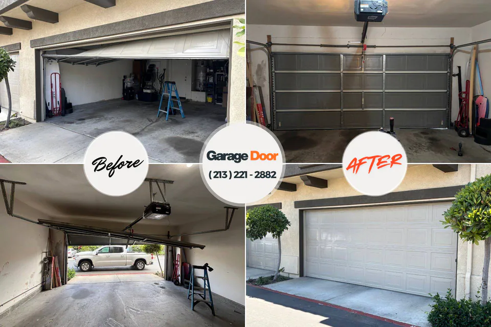 Before and after: garage door repair New Hartford Center, CT